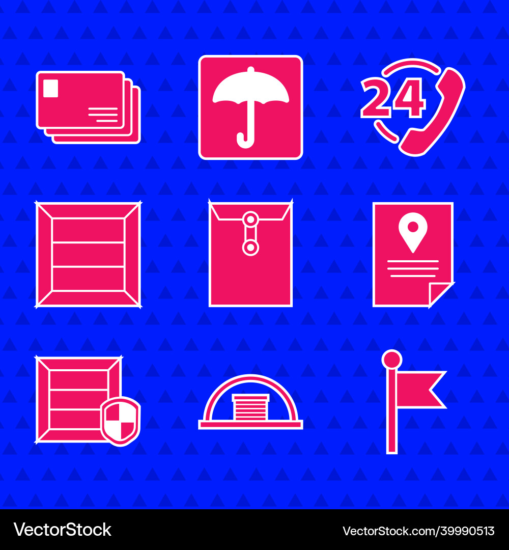 Set envelope hangar location marker document Vector Image