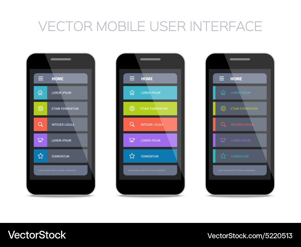 Set of home pages for mobile ui vector image