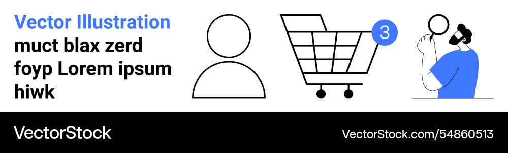 Simplistic user icon shopping cart notification Simplistic user icon shopping cart notification vector image