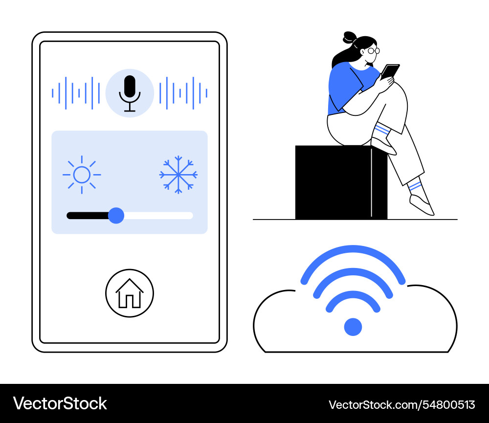 Smart home control interface with voice command Smart home control interface with voice command vector image