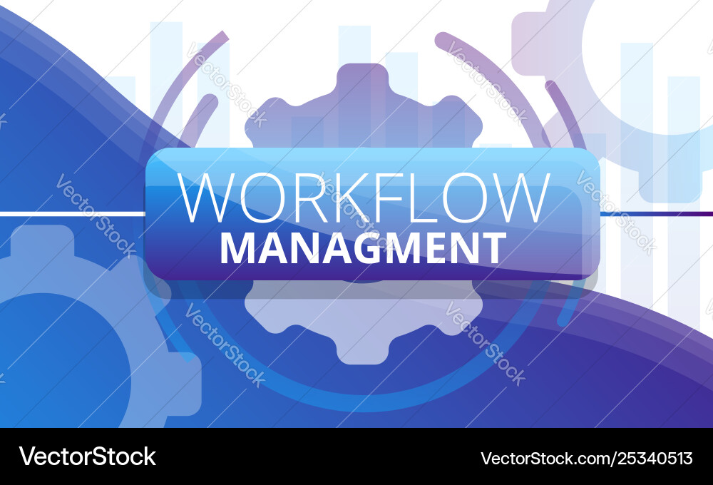Workflow Management Konzept Banner Cartoon Stil Workflow Management Konzept Banner Cartoon Stil vektorbild