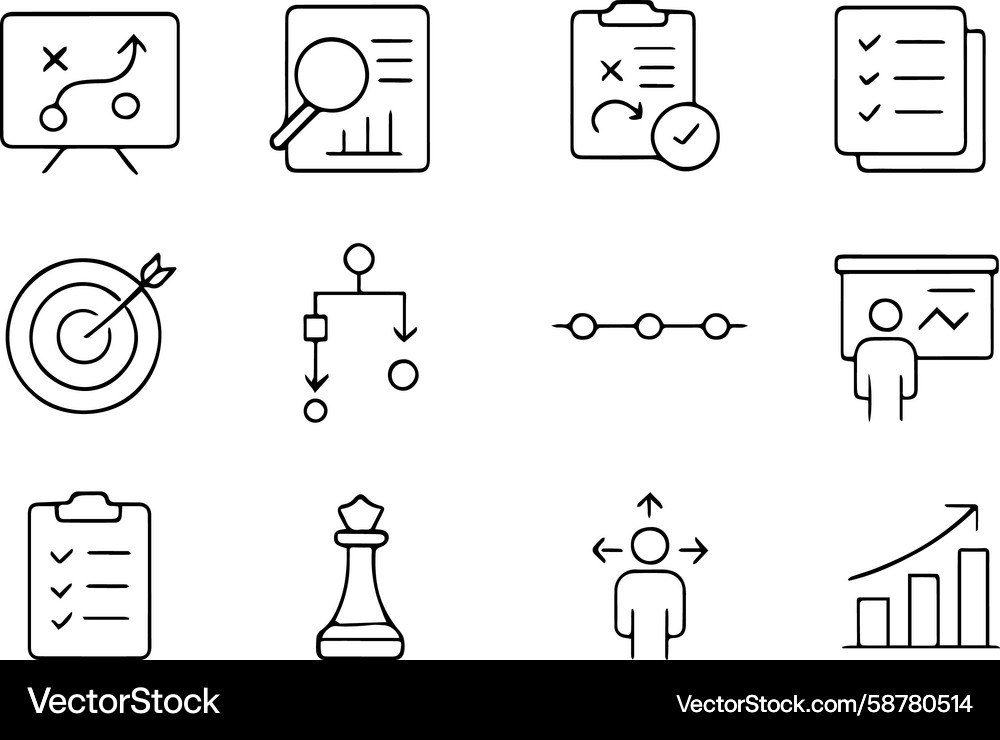 Action plan web icon set in modern line style str Action plan web icon set in modern line style str Vector Image