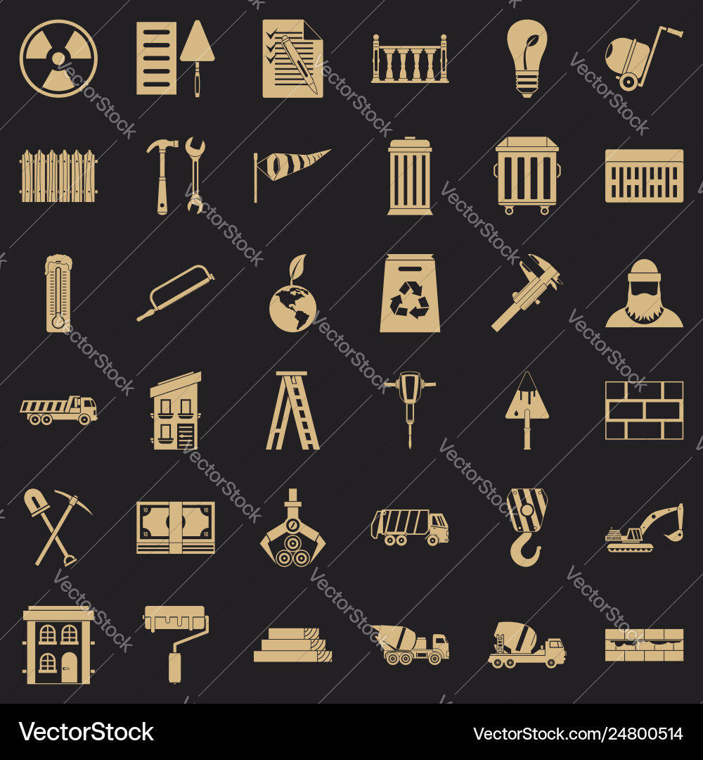Building brick icons set simple style Vector Image