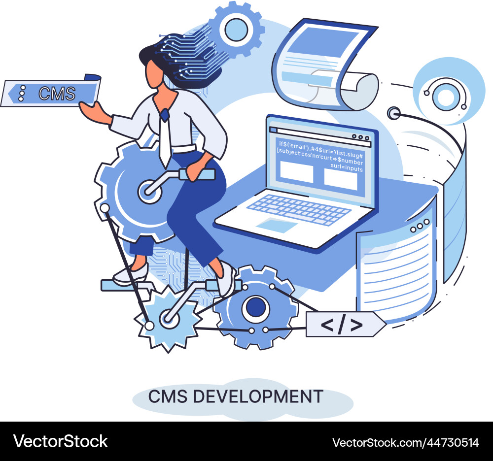 Concept of digital content management system cms Concept of digital content management system cms vector image