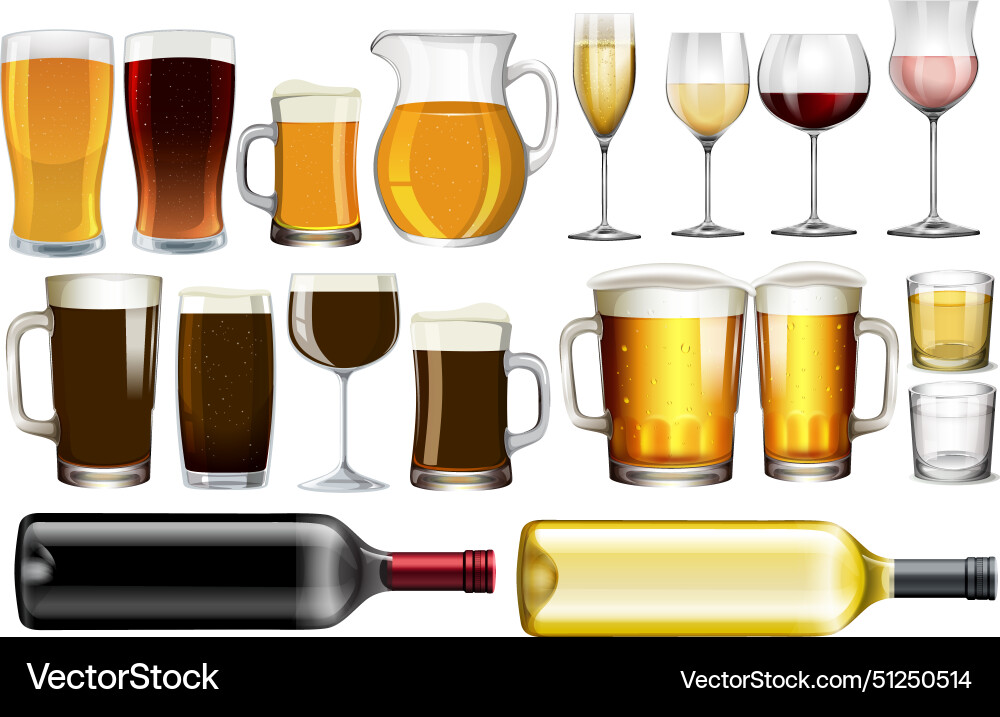Different alcoholic drinks Royalty Free Vector Image