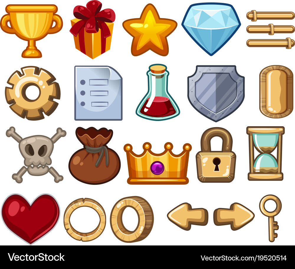 Different types of symbol used for game vector image