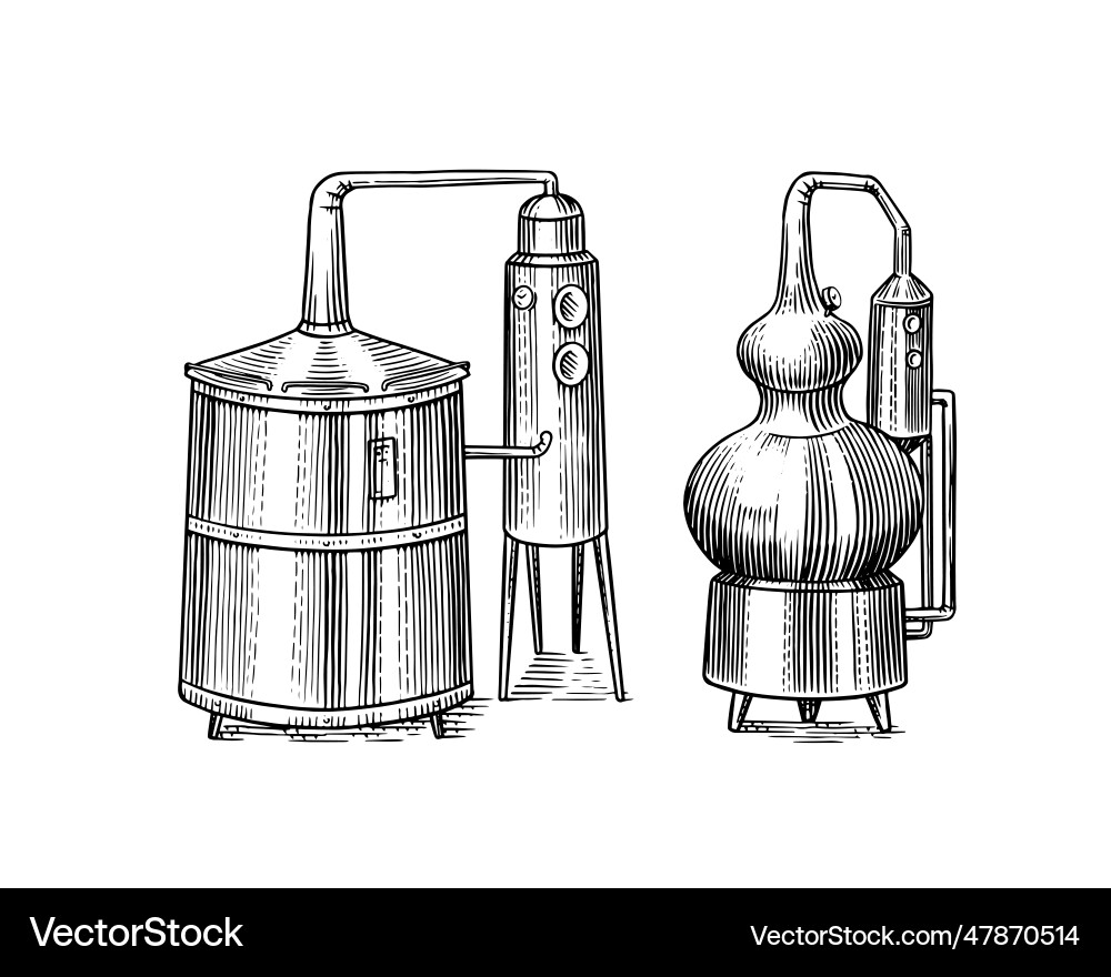 Distilled alcohol device for preparing tequila vector image