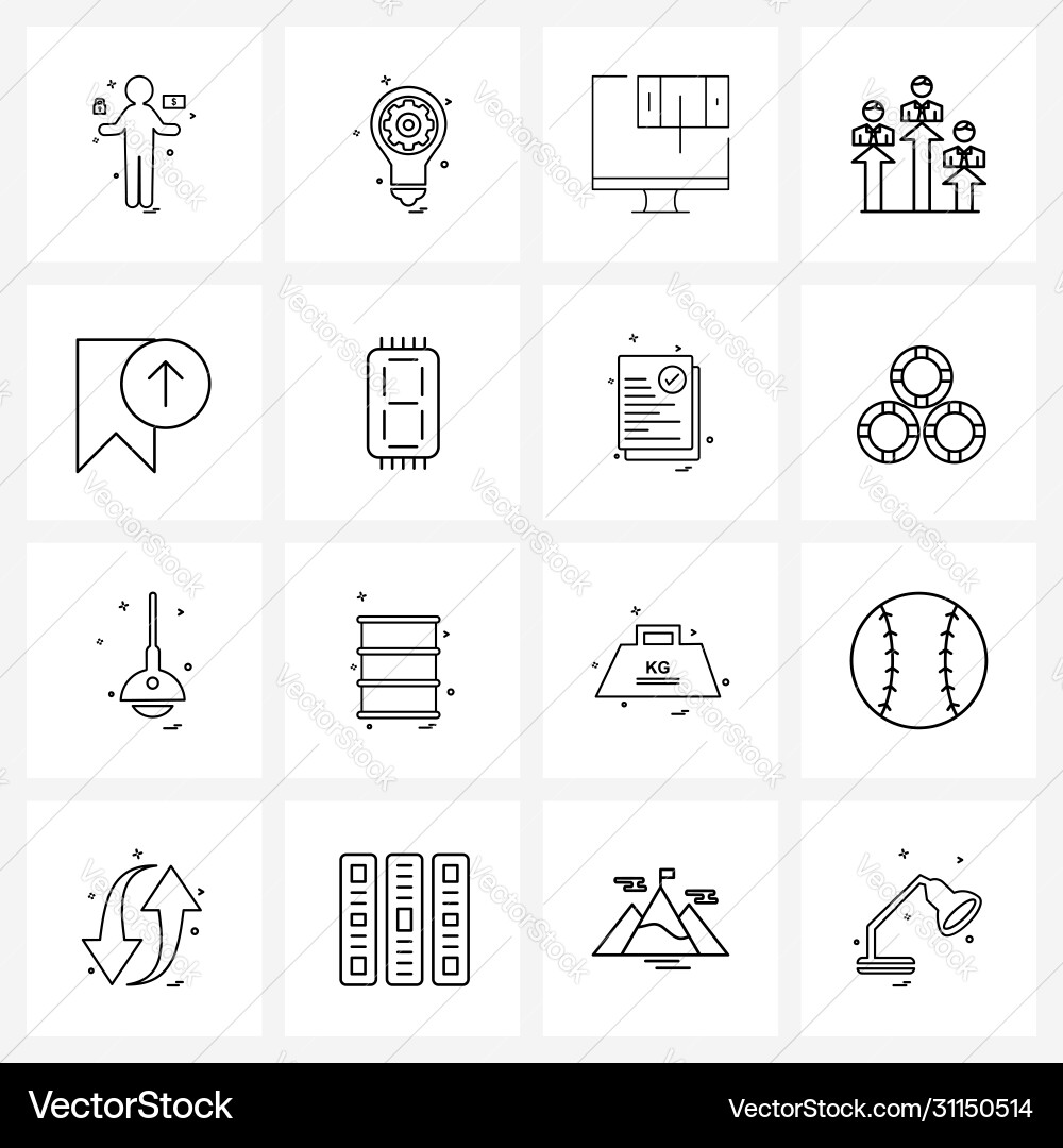 Isolated symbols set 16 simple line icons Vector Image