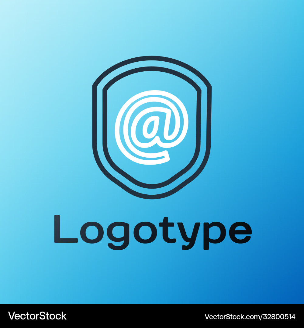 Line shield with mail and e-mail icon isolated Line shield with mail and e-mail icon isolated Vector Image