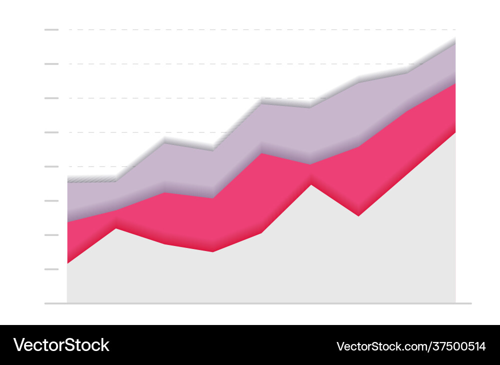 Paper graph red and grey curve go up concept Paper graph red and grey curve go up concept vector image