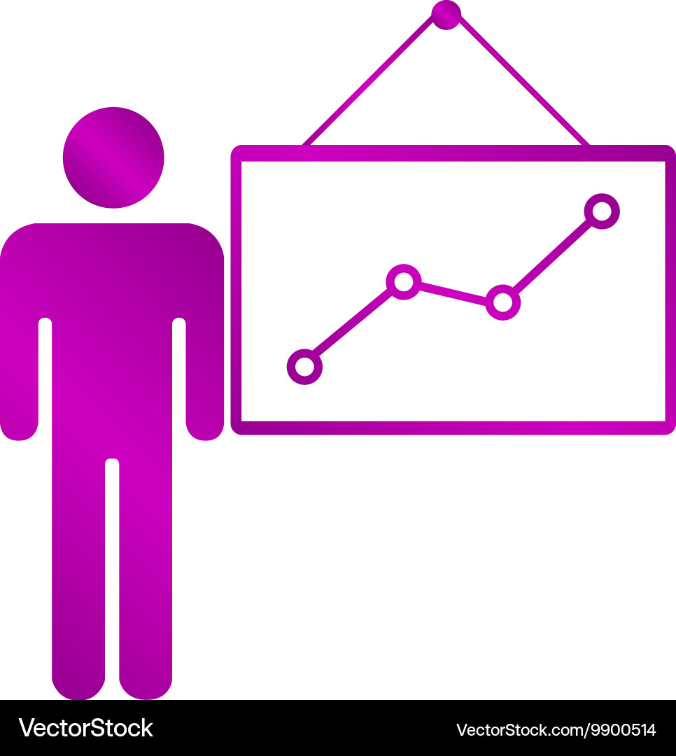 Presentation sign icon man standing with pointer Vector Image