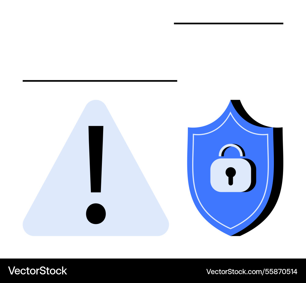 Security alert with a caution triangle and lock Security alert with a caution triangle and lock vector image