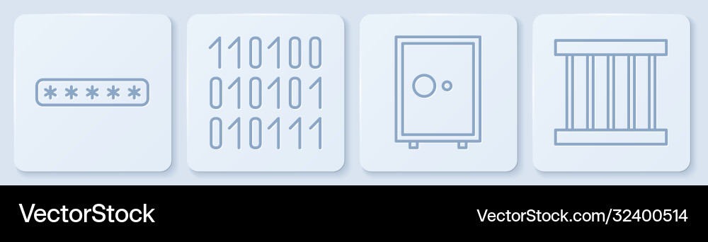 Set line password protection safe binary code Set line password protection safe binary code vector image