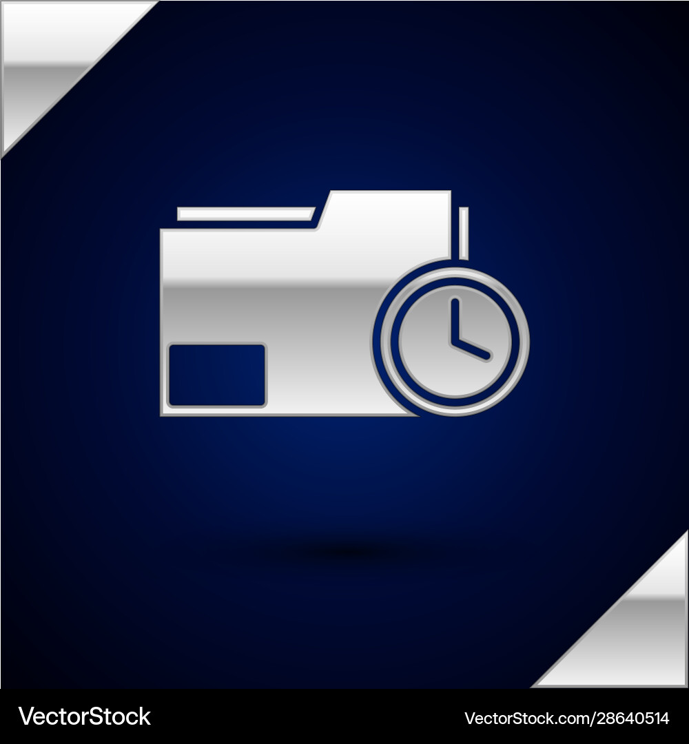 Silver document folder with clock icon isolated Silver document folder with clock icon isolated vector image