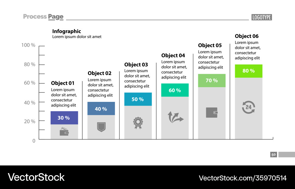 Six columns slide template Royalty Free Vector Image