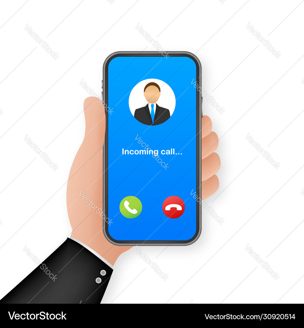 Smartphone with incoming call on display Smartphone with incoming call on display vector image