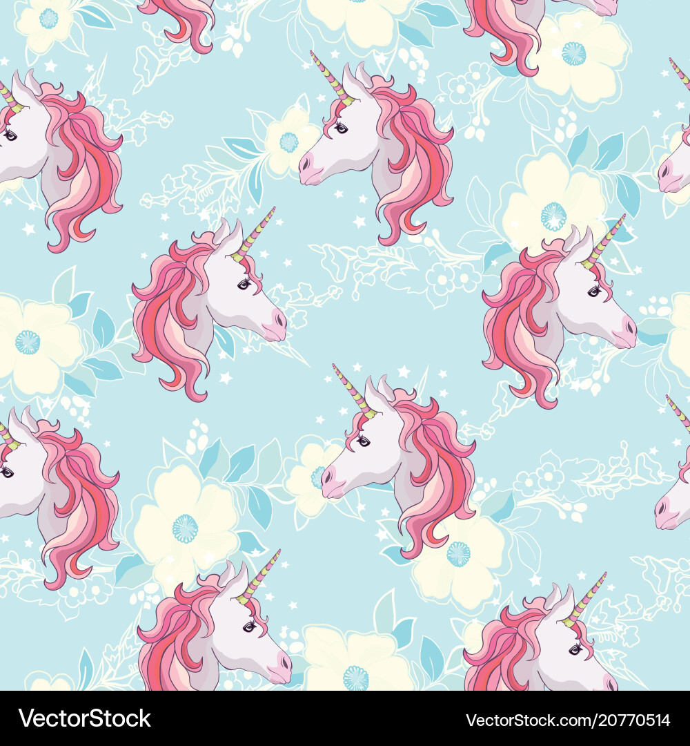 Unicorn seamless pattern unicorns with rainbow Vector Image