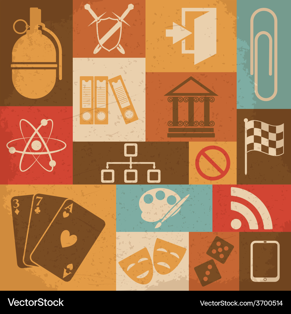 Universal retro icons for web and mobile vector image