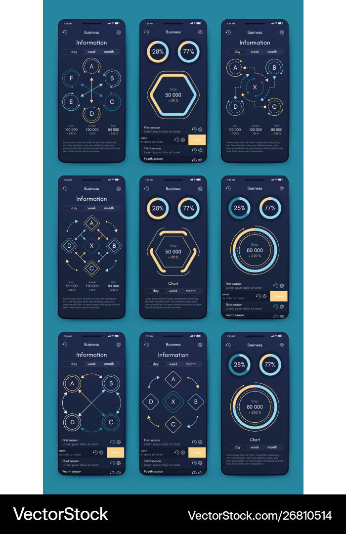 Verschiedene ui ux gui-Bildschirme und flache Web-Symbole Verschiedene ui ux gui-Bildschirme und flache Web-Symbole vektorbild