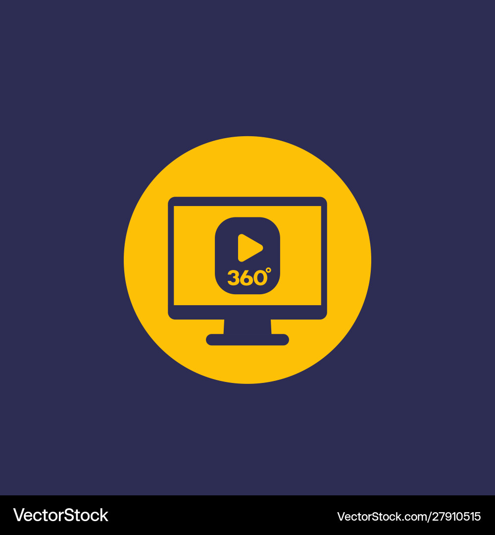 360 degrees video content icon with computer Vector Image