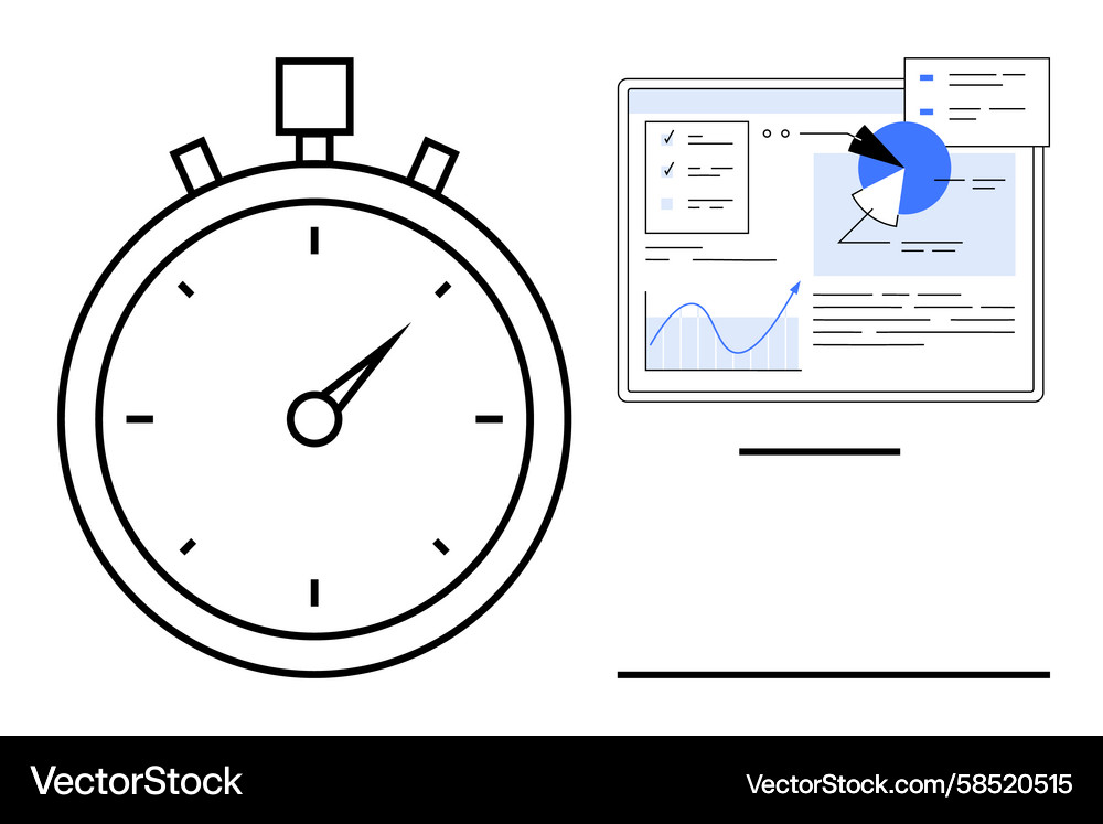 Analytics Dashboard with Stopwatch Vector Image