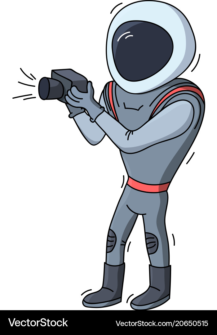 Astronaut with Camera in Space Vector Image