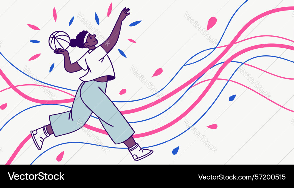 Athlete running with dynamic lines symbolizing Vector Image