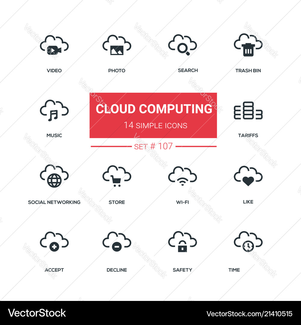 Cloud Computing Icons - Flat Style vector image