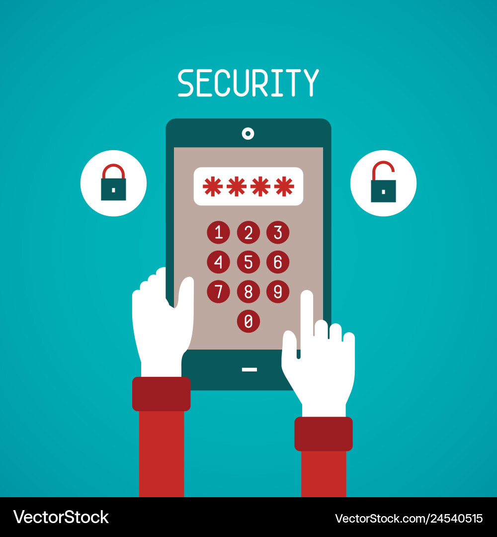 Concept of security system for mobile gadget vector image