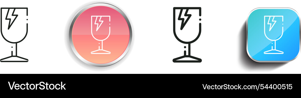 Fragile icon thin linear regular and button style Vector Image