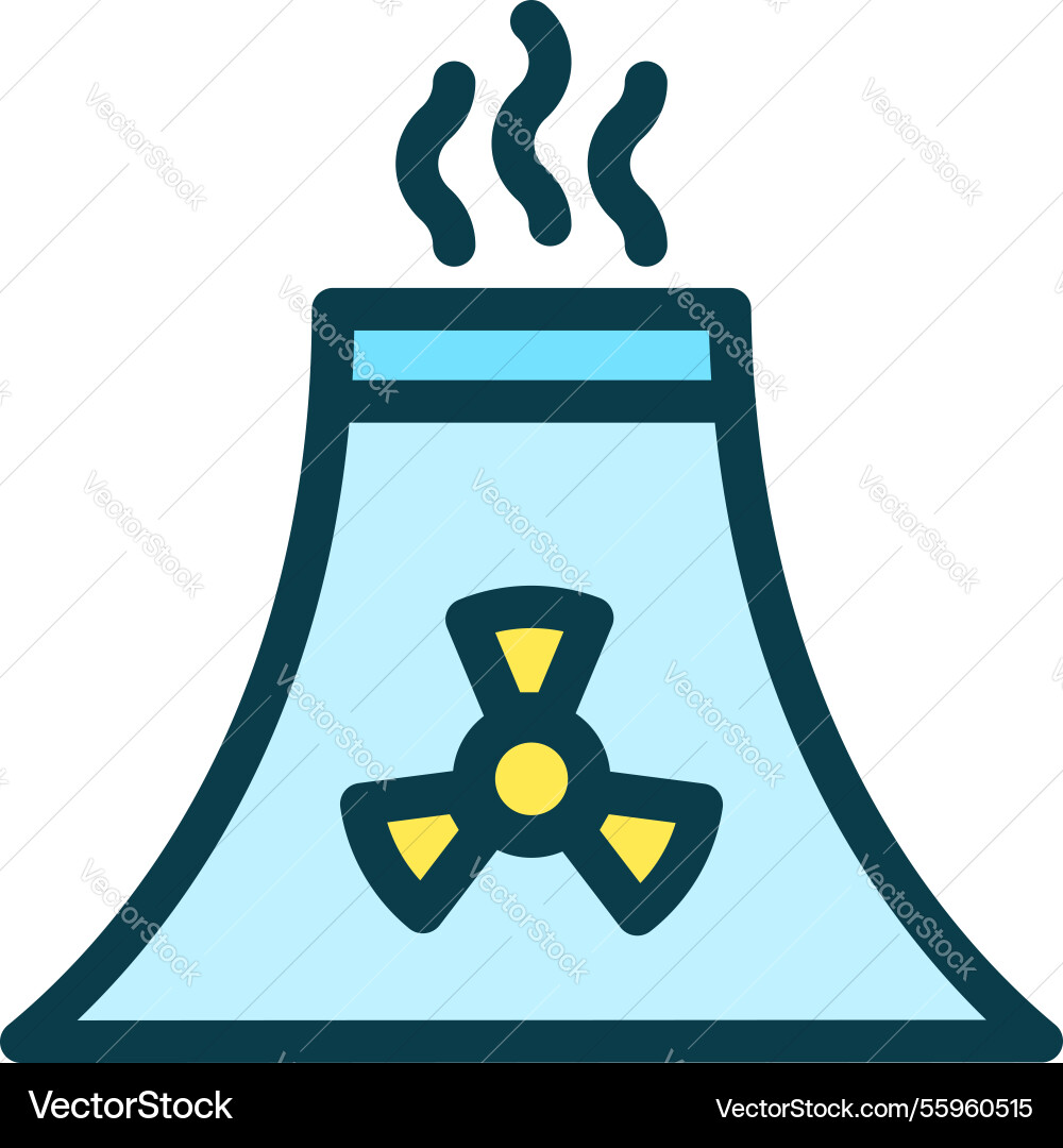 Icon line colored nuclear reactor power plant Vector Image