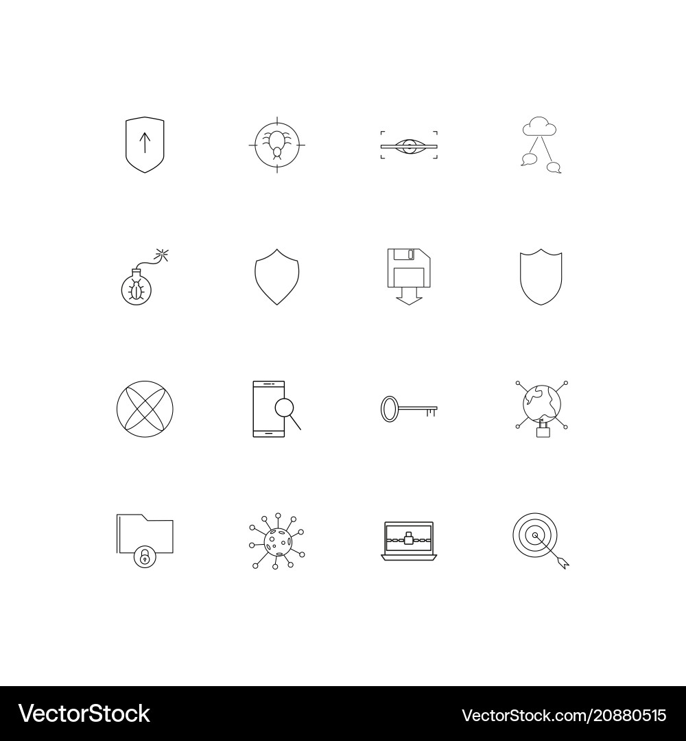 Internet security linear thin icons set outlined Vector Image