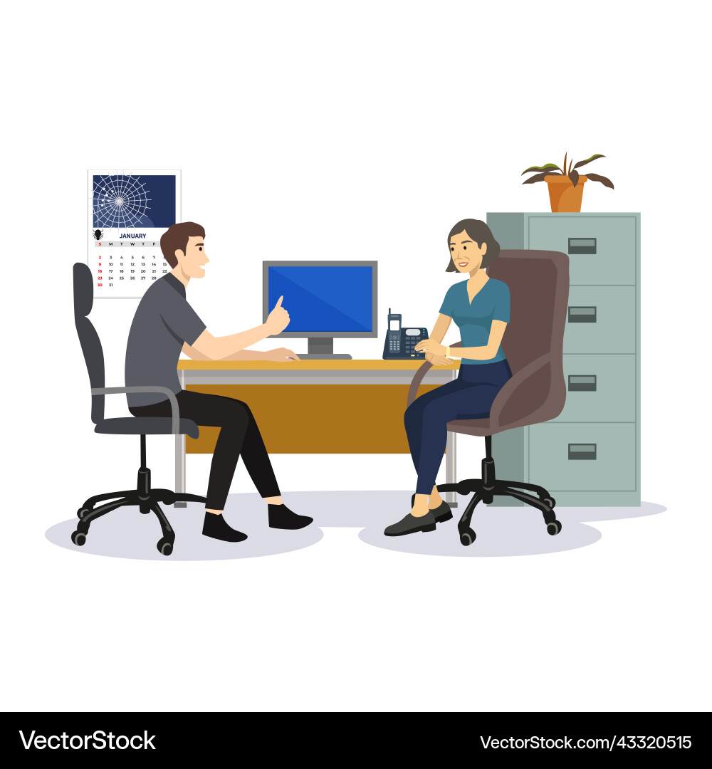Job interview of man explaining his idea Job interview of man explaining his idea vector image