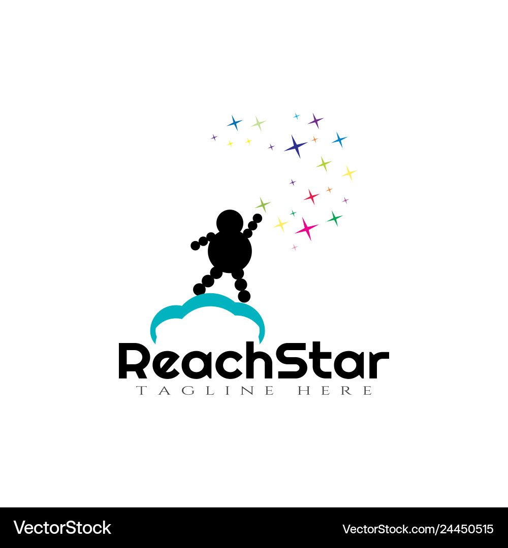 Kinder erreichen Stern-Logo designtream Kinder Kinder erreichen Stern-Logo designtream Kinder vektorbild