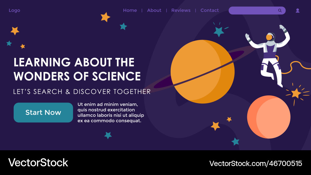 Learning about wonders of science website page Learning about wonders of science website page vector image