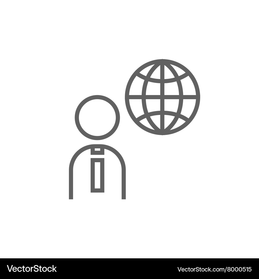 Man with globe line icon vector image