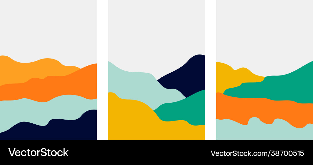 Minimalist curve lines shape set three free vector image