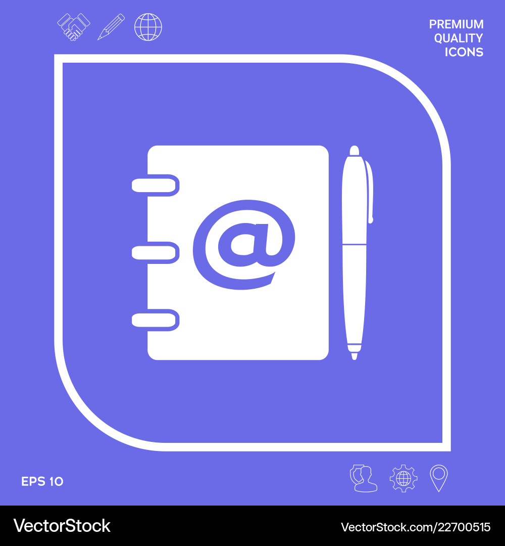 Notebook address phone book with email symbol Notebook address phone book with email symbol vector image