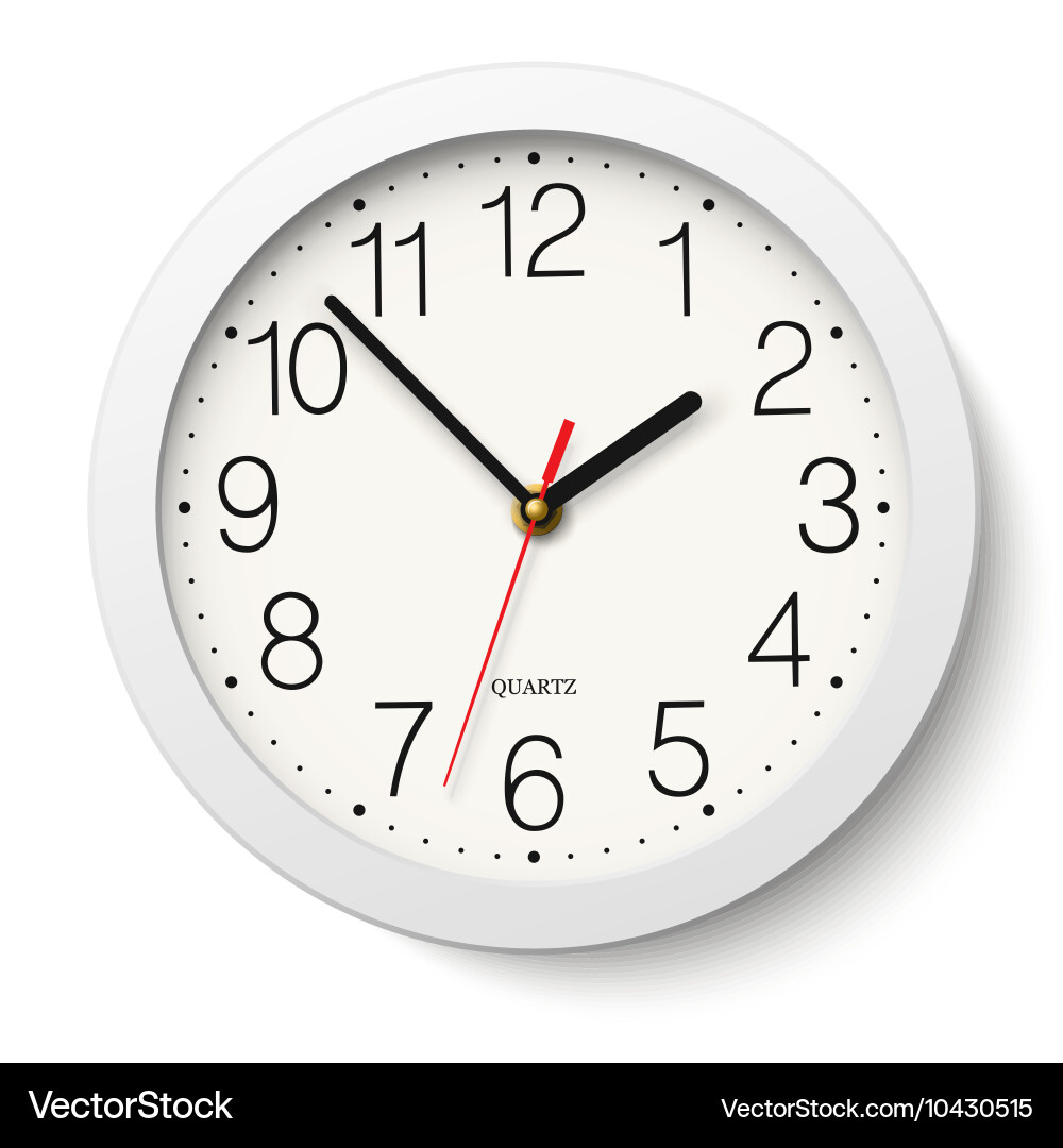 Round wall clock with white body isolated Vector Image