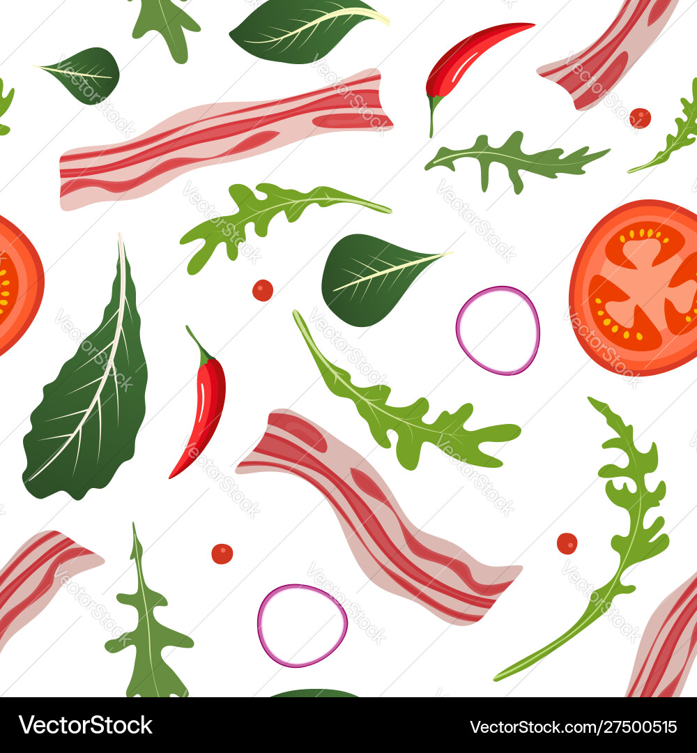 Seamless pattern on white background with bacon Seamless pattern on white background with bacon vector image