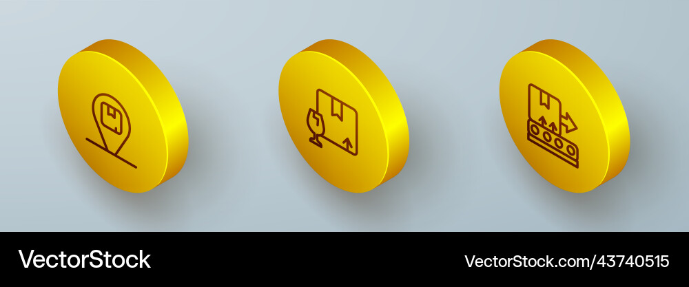Set isometric line location with cardboard box Set isometric line location with cardboard box vector image