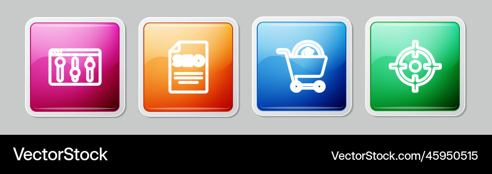 Set line browser setting seo optimization Vector Image