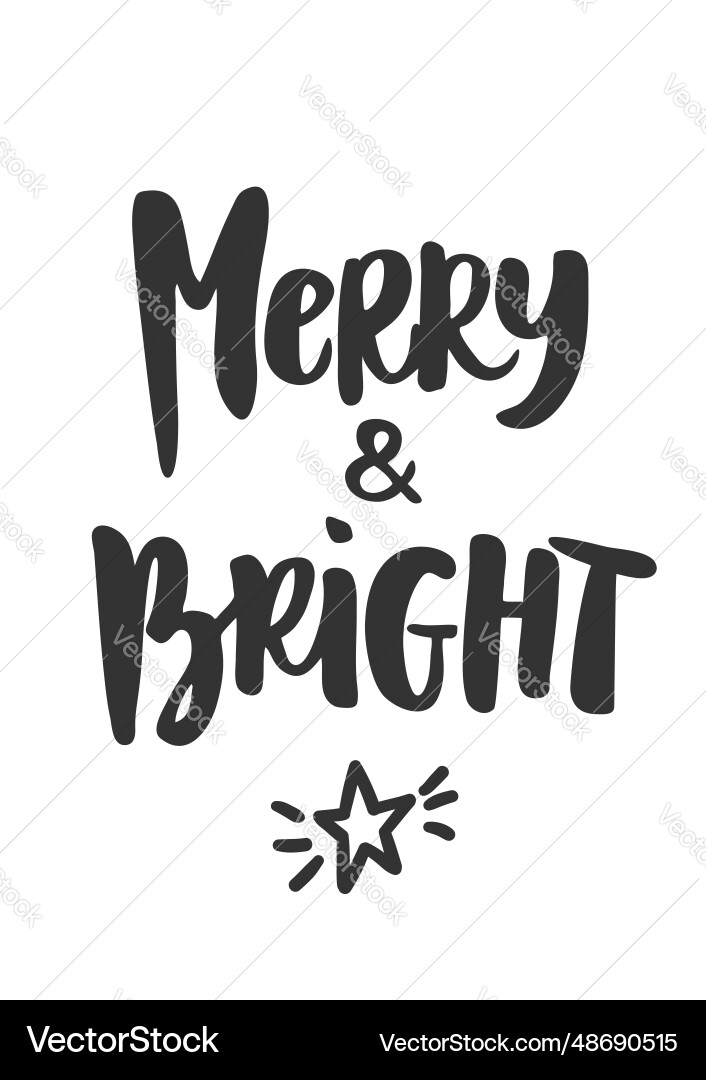 Simple christmas card hand drawn text and holiday Simple christmas card hand drawn text and holiday vector image