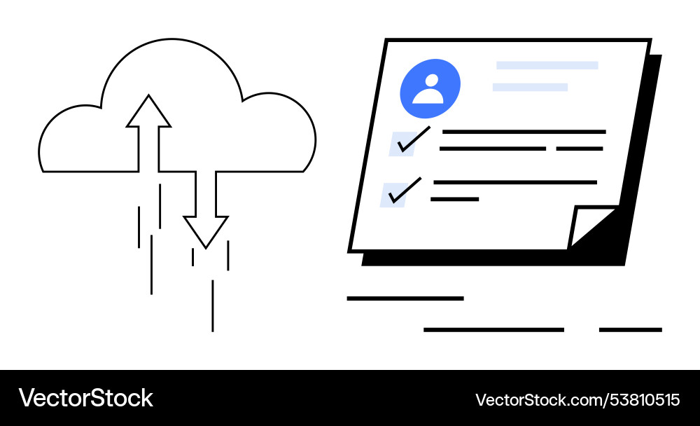 Simplistic cloud data transfer and document Vector Image