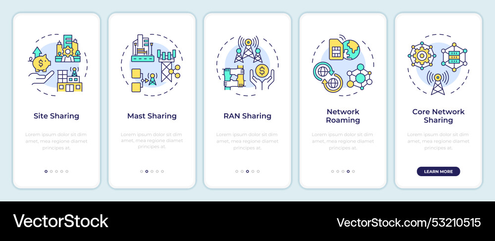 Telecom infrastructure sharing onboarding mobile Telecom infrastructure sharing onboarding mobile Vector Image