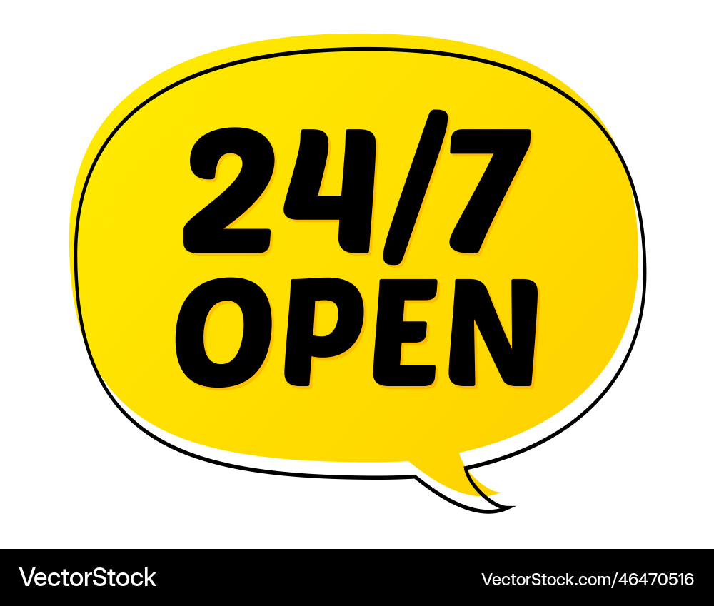 24 hours open speech bubble color style 24 hours open speech bubble color style Vector Image