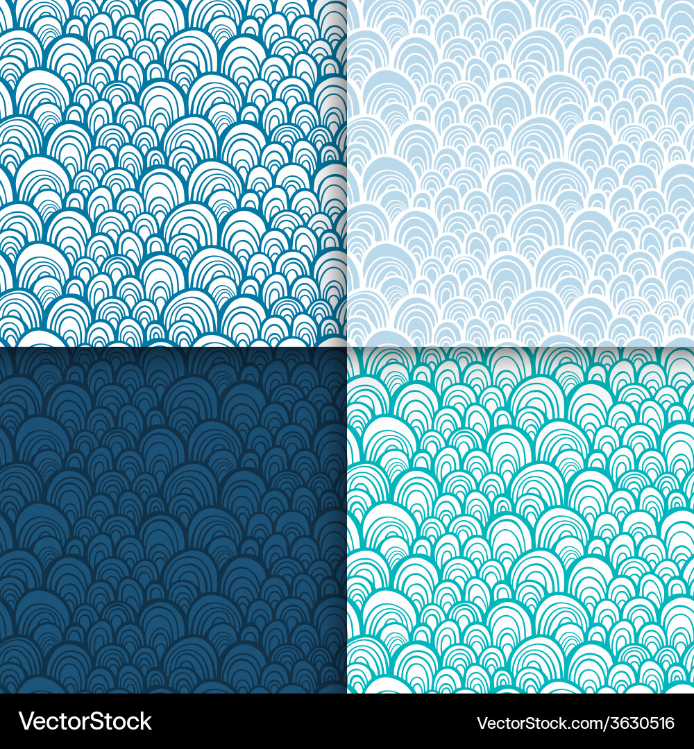 Abstract doodle scale seamless patterns set vector image