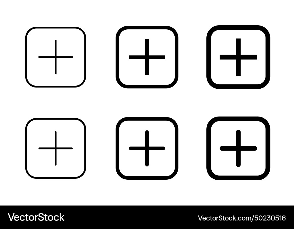 Add button icon in square editable stroke Add button icon in square editable stroke vector image