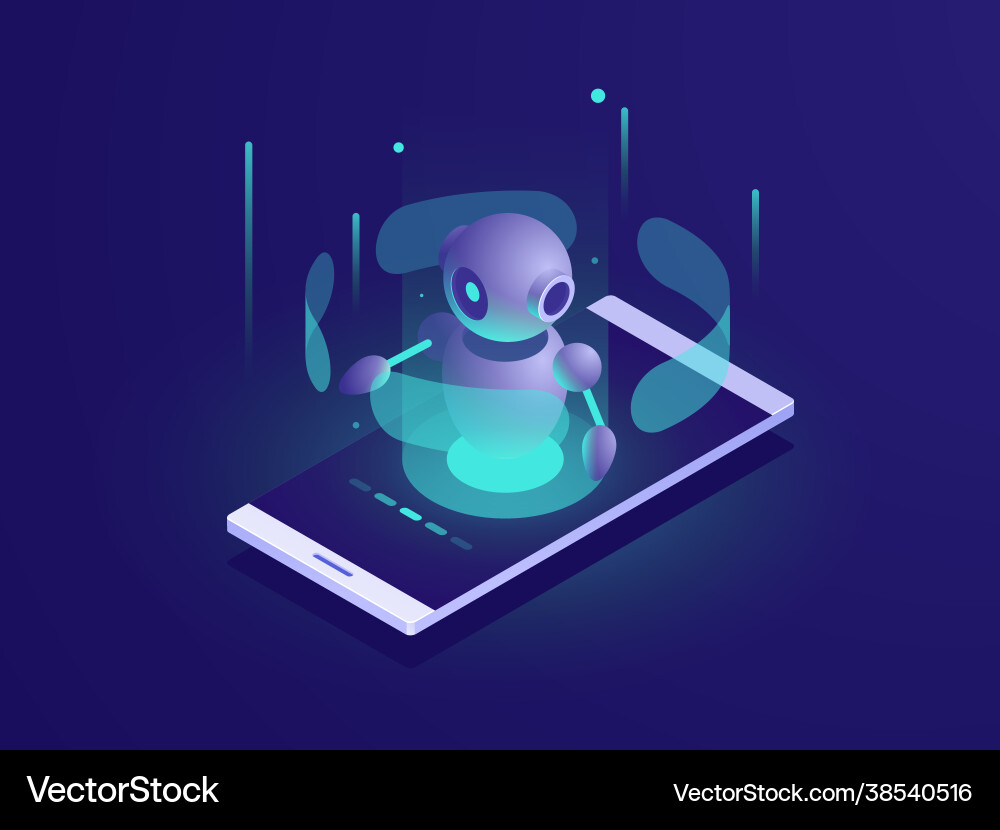 Artificial intelligence isometric ai robot Artificial intelligence isometric ai robot vector image