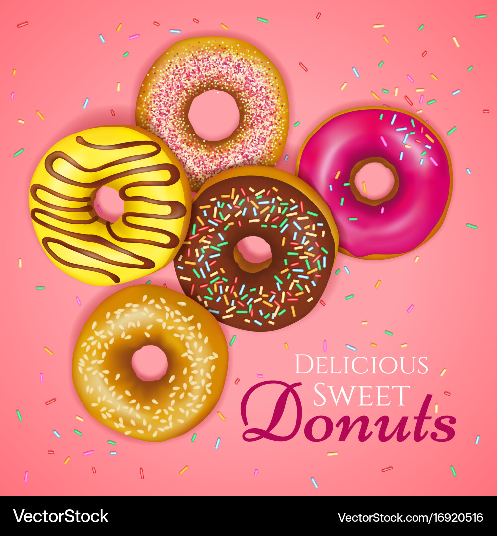Bunte Donuts mit Sprinkles Vektorbild